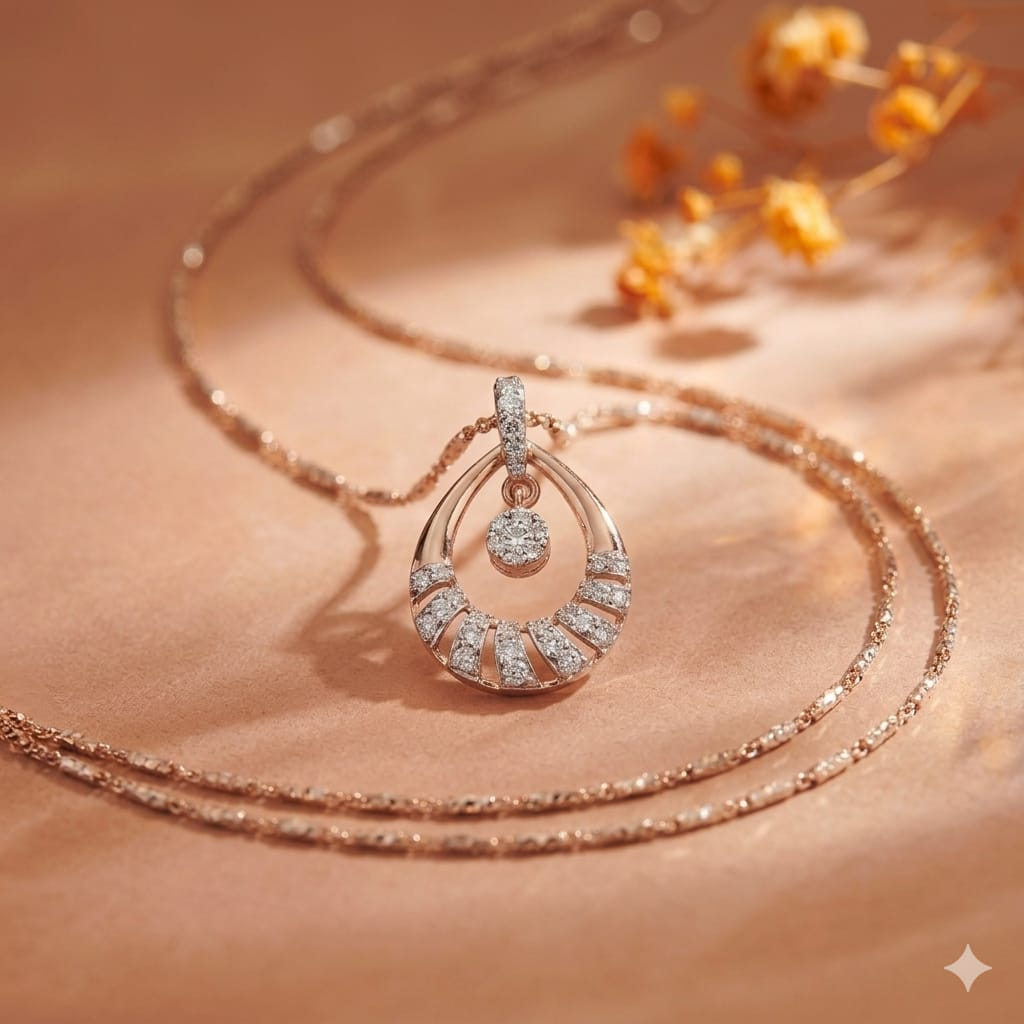 Jawadi diamond pendant in rose gold — the refined result of CVD technology